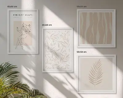 Motivi vegetali minimalisti composizione di 4 quadri