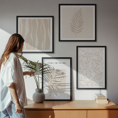 Composizione di 4 quadri Motivi vegetali minimalisti