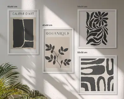 Galleria a parete con motivi astratti di piante