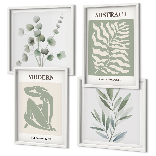 Composizione di 4 quadri Piante boho di design Matisse