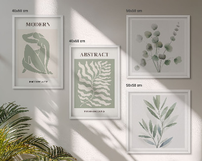 Composizione di 4 quadri Piante boho di design Matisse