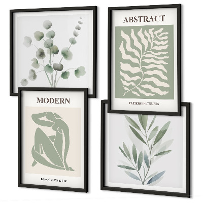 Composizione di 4 quadri Piante boho di design Matisse