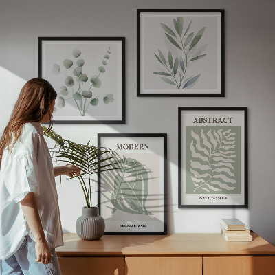 Composizione di 4 quadri Piante boho di design Matisse