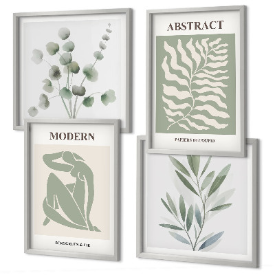 Composizione di 4 quadri Piante boho di design Matisse