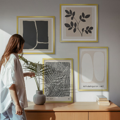 Polittico con cornice Composizioni vegetali minimaliste
