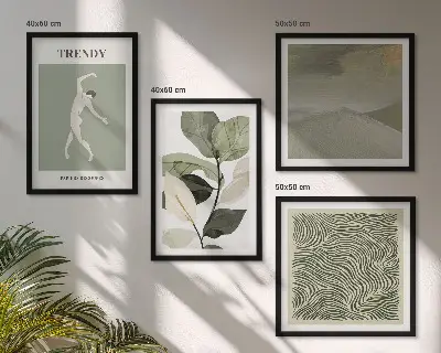 Galleria a parete con motivi astratti di piante