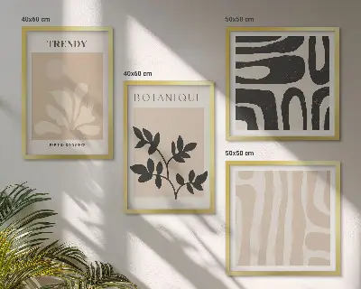 Galleria a parete decorazione con motivi floreali eleganti nei toni del beige e del nero
