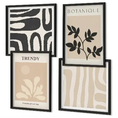 Galleria a parete decorazione con motivi floreali eleganti nei toni del beige e del nero