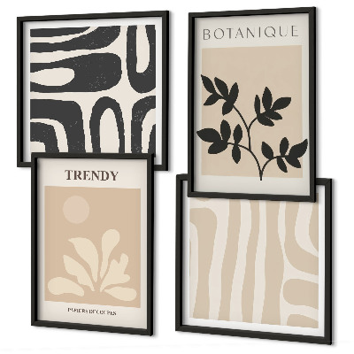 Galleria a parete Eleganti motivi floreali nei toni del beige e del nero.