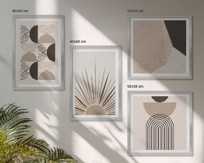 Composizione di 4 quadri Forme astratte beige e marroni