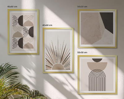 Composizione di 4 quadri Forme astratte beige e marroni