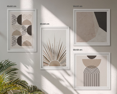 Composizione di 4 quadri Forme astratte beige e marroni