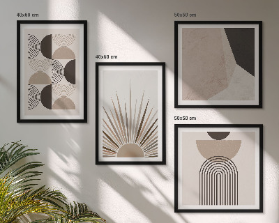 Composizione di 4 quadri Forme astratte beige e marroni