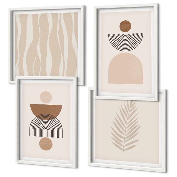 Polittico con cornice Forme astratte marrone beige
