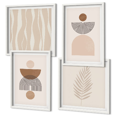 Polittico con cornice Forme astratte marrone beige