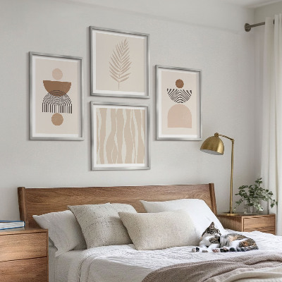 Polittico con cornice Forme astratte marrone beige