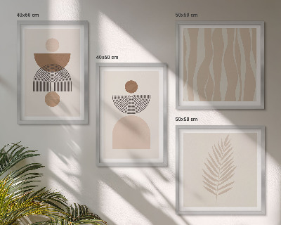 Polittico con cornice Forme astratte marrone beige