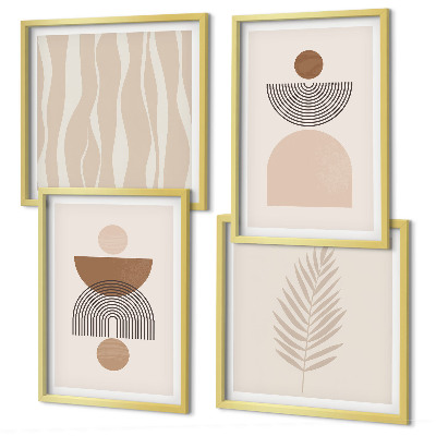 Polittico con cornice Forme astratte marrone beige