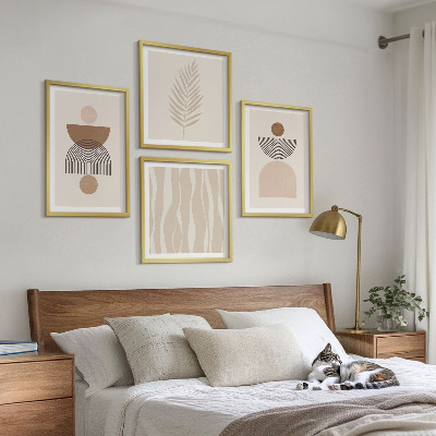 Polittico con cornice Forme astratte marrone beige