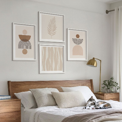 Polittico con cornice Forme astratte marrone beige