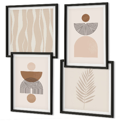 Polittico con cornice Forme astratte marrone beige