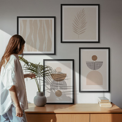Polittico con cornice Forme astratte marrone beige