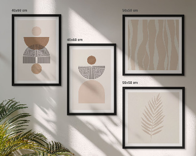 Polittico con cornice Forme astratte marrone beige