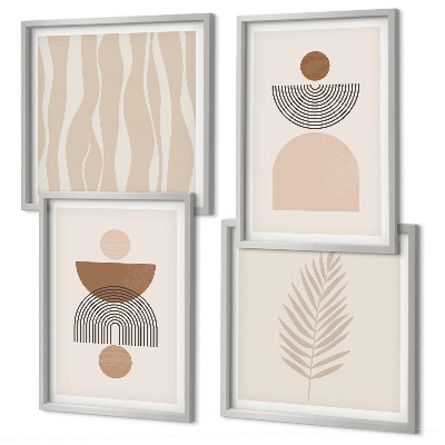 Polittico con cornice Forme astratte marrone beige
