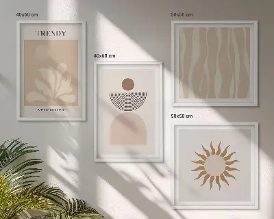 Galleria a parete decorazione astratta in tonalità beige