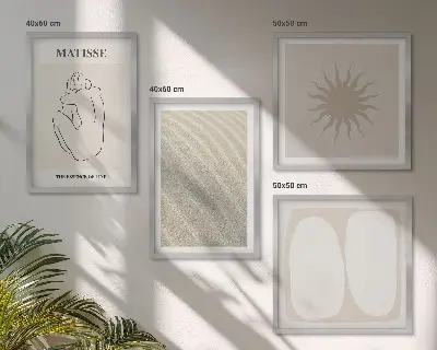 Onde di sabbia minimaliste polittico con cornice
