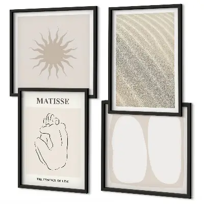 Onde di sabbia minimaliste polittico con cornice