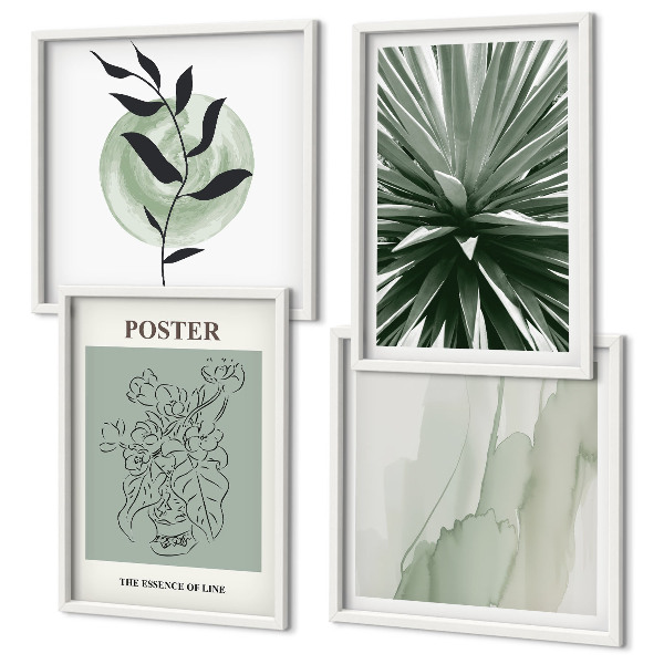 Galleria a parete motivi vegetali verde beige