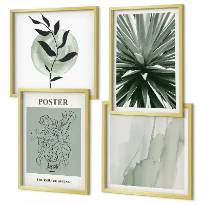 Galleria a parete con motivi vegetali in verde e beige