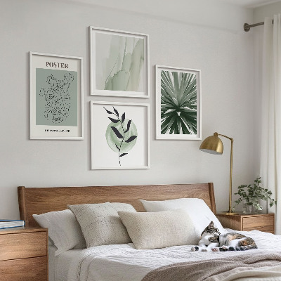 Galleria a parete motivi vegetali verde beige