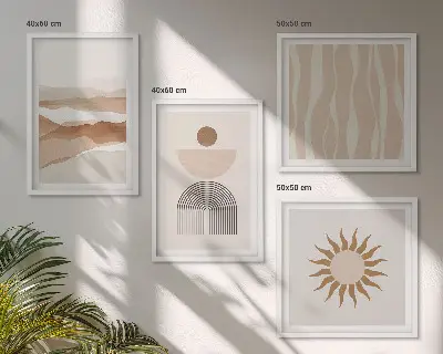Galleria a parete con stampa di geometria astratta del paesaggio naturale