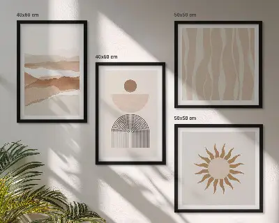 Galleria a parete con stampa di geometria astratta del paesaggio naturale