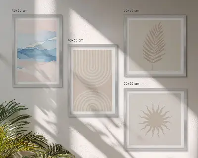 Polittico con cornice onde solari con linee astratte