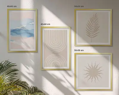 Polittico con cornice onde solari con linee astratte