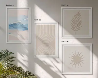 Polittico con cornice onde solari con linee astratte