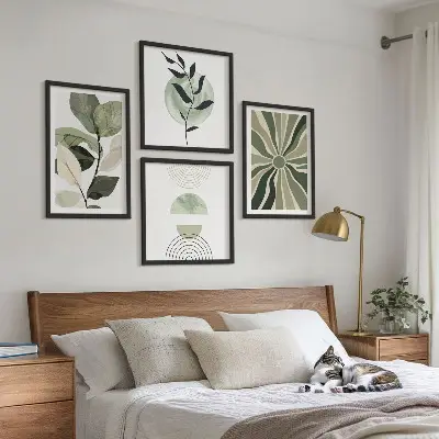 Forme geometriche vegetali polittico con cornice