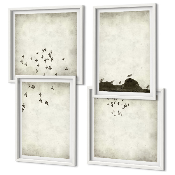 Polittico con cornice Dipinto minimalista di un uccello