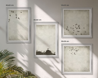 Polittico con cornice Dipinto minimalista di un uccello