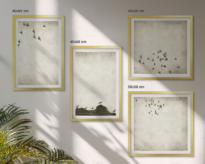 Polittico con cornice Dipinto minimalista di un uccello