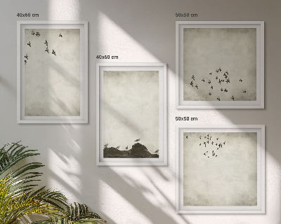 Polittico con cornice Dipinto minimalista di un uccello
