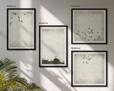 Polittico con cornice Dipinto minimalista di un uccello