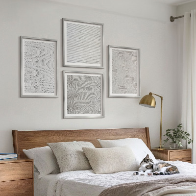 Polittico con cornice Modelli di sabbia, strutture geometriche