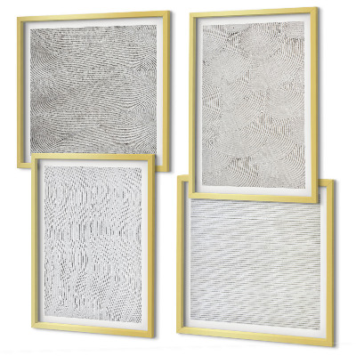 Polittico con cornice Modelli di sabbia, strutture geometriche