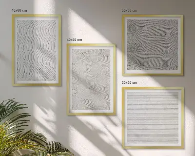 Polittico con cornice modelli di sabbia e strutture geometriche