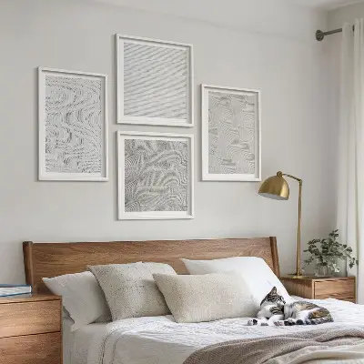Polittico con cornice modelli di sabbia e strutture geometriche