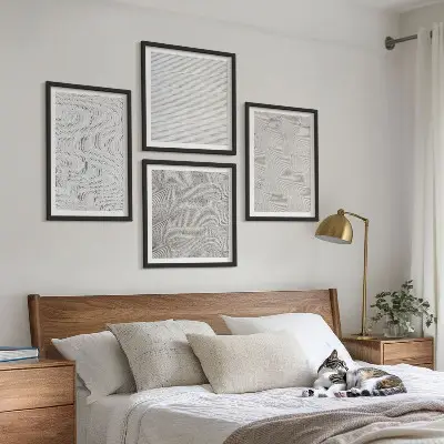 Polittico con cornice modelli di sabbia e strutture geometriche